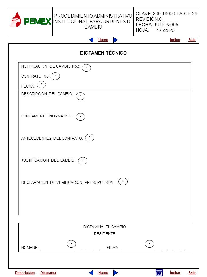 17 de 20 DICTAMEN TÉCNICO NOTIFICACIÓN DE CAMBIO No.: CONTRATO No.: