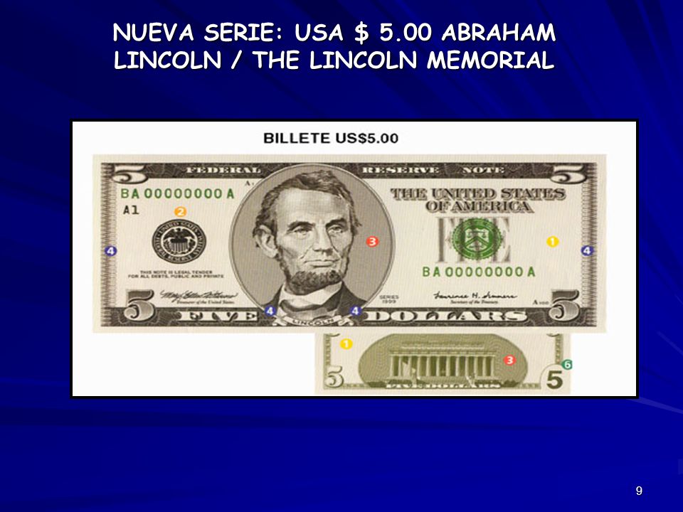 NUEVA SERIE: USA $ 5.00 ABRAHAM LINCOLN / THE LINCOLN MEMORIAL