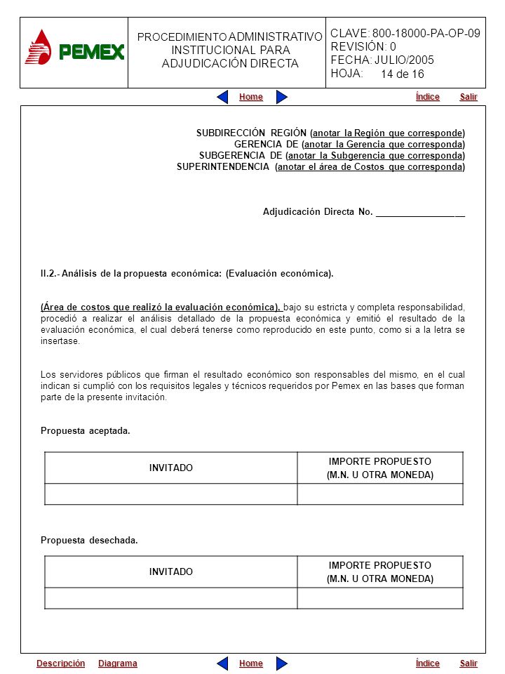 14 de 16 SUBDIRECCIÓN REGIÓN (anotar la Región que corresponde)