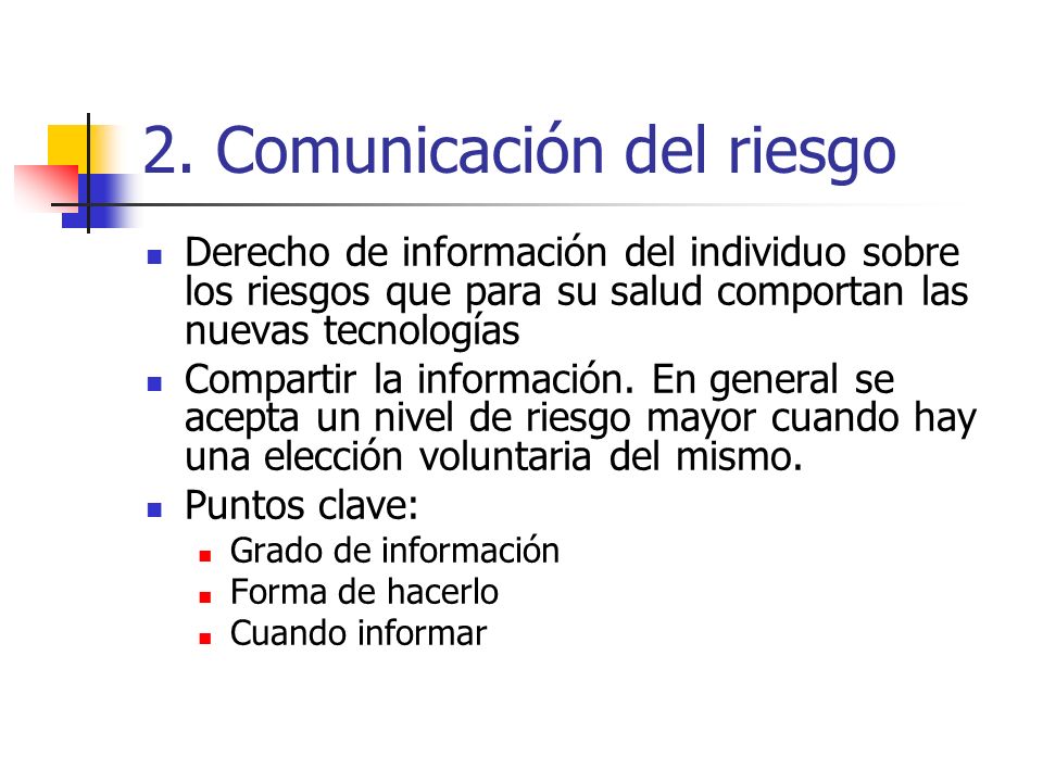 2. Comunicación del riesgo