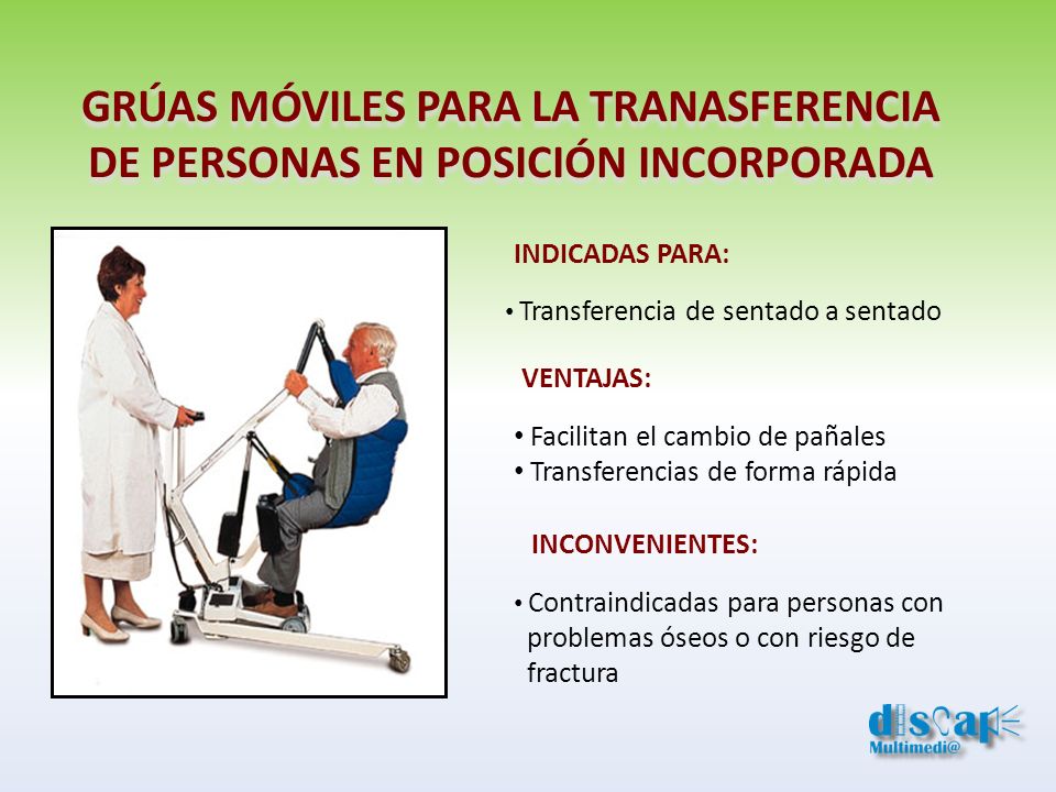 GRÚAS MÓVILES PARA LA TRANASFERENCIA DE PERSONAS EN POSICIÓN INCORPORADA