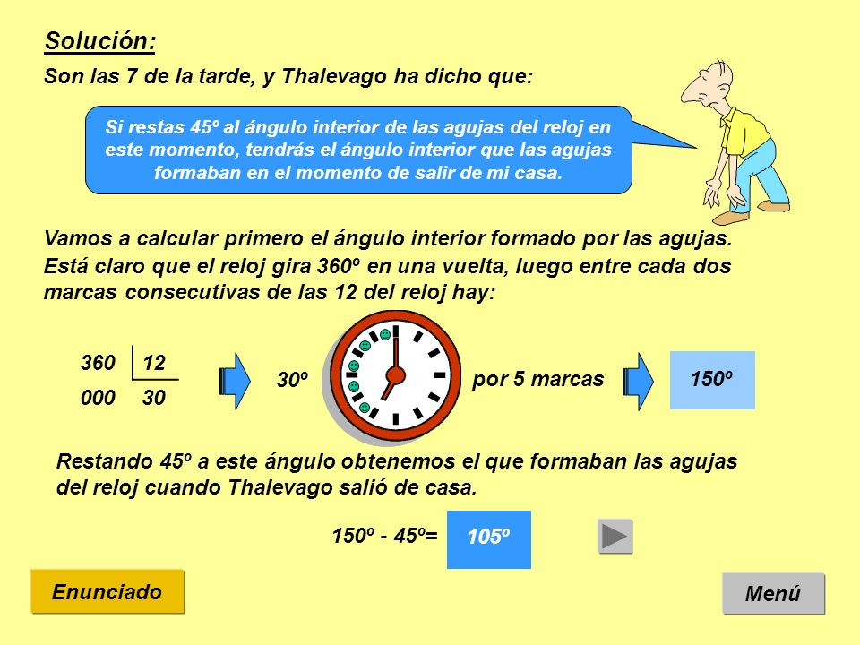 Solución: Son las 7 de la tarde, y Thalevago ha dicho que: