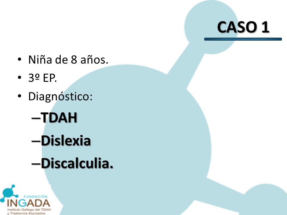 CASO 1 Niña de 8 años. 3º EP. Diagnóstico: TDAH Dislexia Discalculia.