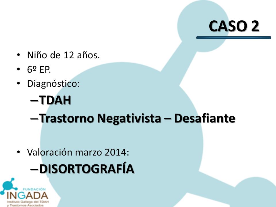 CASO 2 TDAH Trastorno Negativista – Desafiante DISORTOGRAFÍA