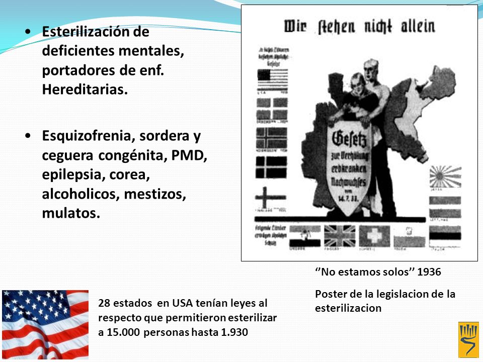 Esterilización de deficientes mentales, portadores de enf. Hereditarias.