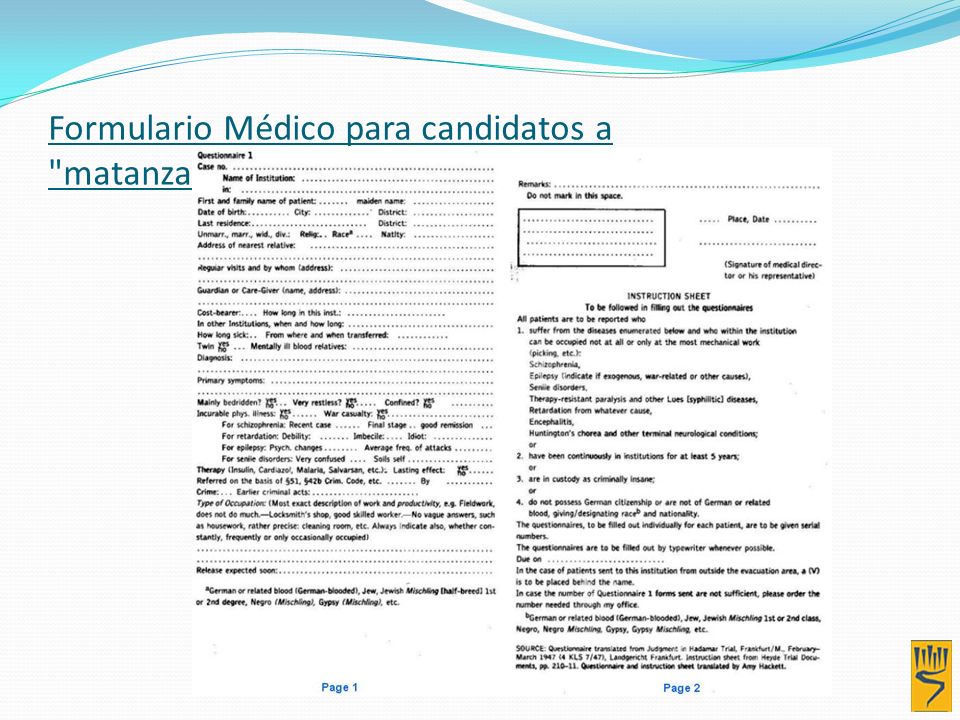 Formulario Médico para candidatos a matanzas de misericordia