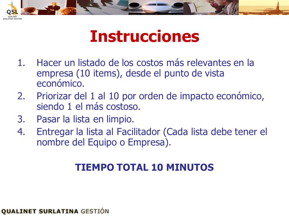 Instrucciones Hacer un listado de los costos más relevantes en la empresa (10 items), desde el punto de vista económico.