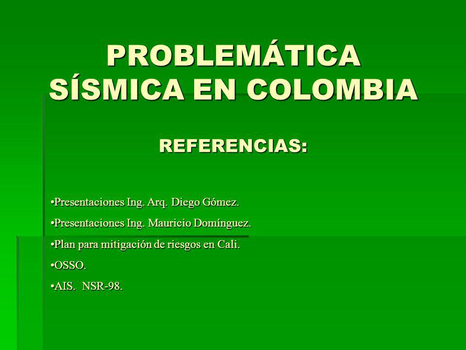 PROBLEMÁTICA SÍSMICA EN COLOMBIA REFERENCIAS: