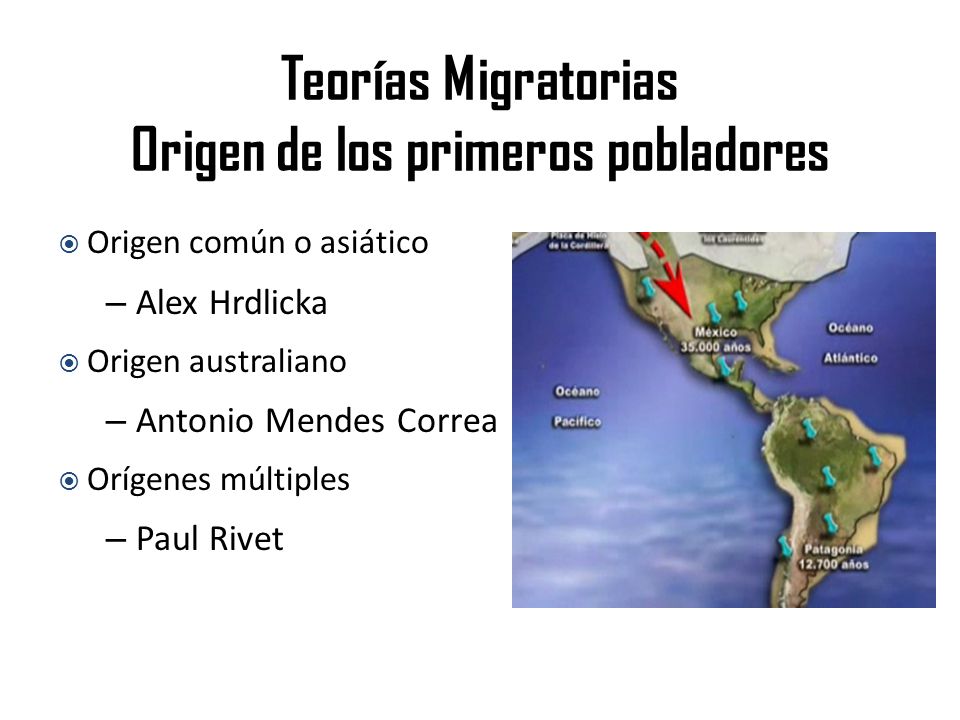 Teorías Migratorias Origen de los primeros pobladores