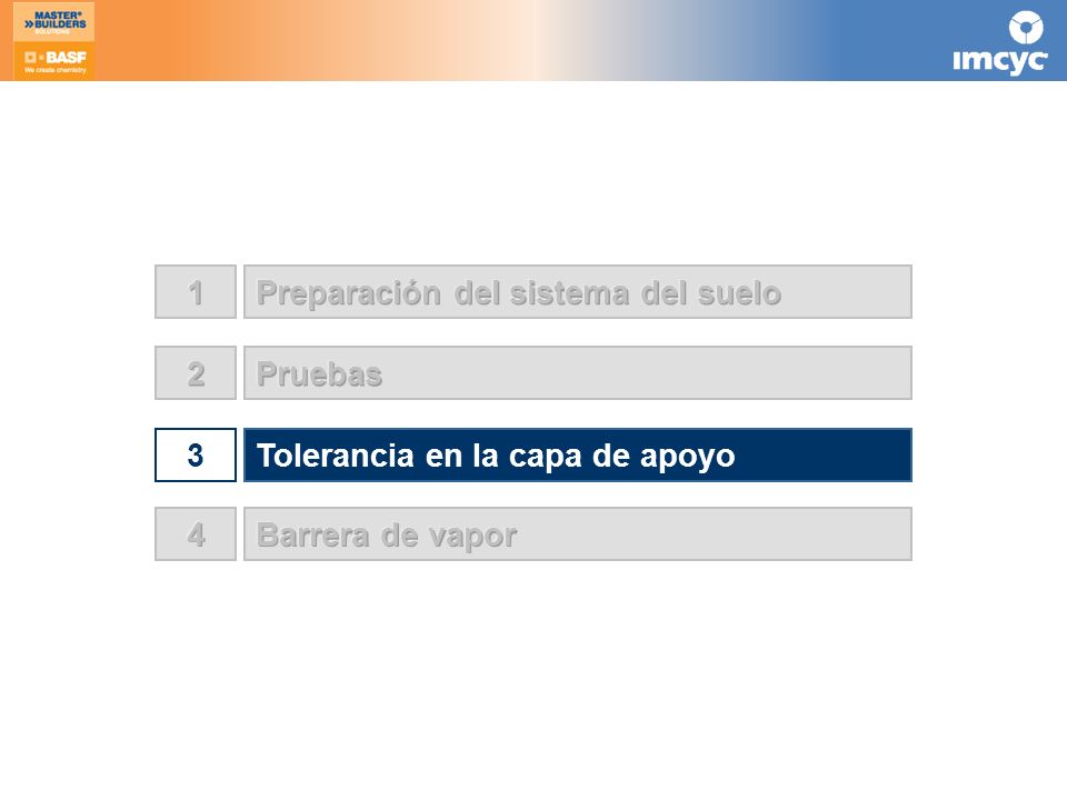 1 Preparación del sistema del suelo 2 Pruebas 3 Tolerancia en la capa de apoyo 4 Barrera de vapor