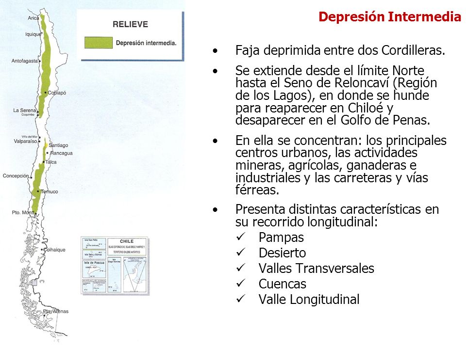 Depresión Intermedia Faja deprimida entre dos Cordilleras.