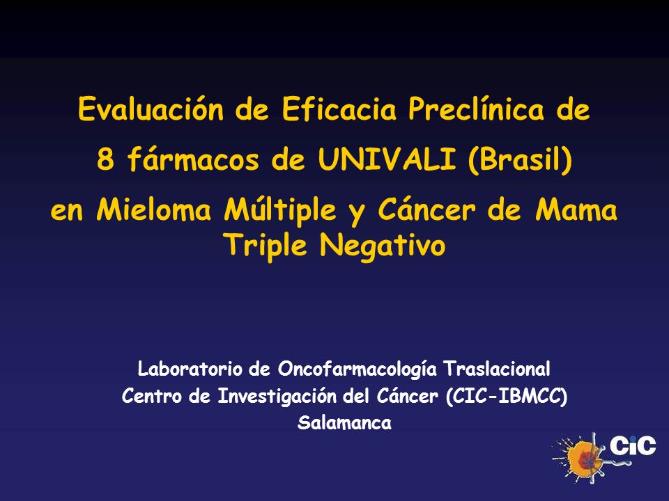 Evaluación de Eficacia Preclínica de 8 fármacos de UNIVALI (Brasil)