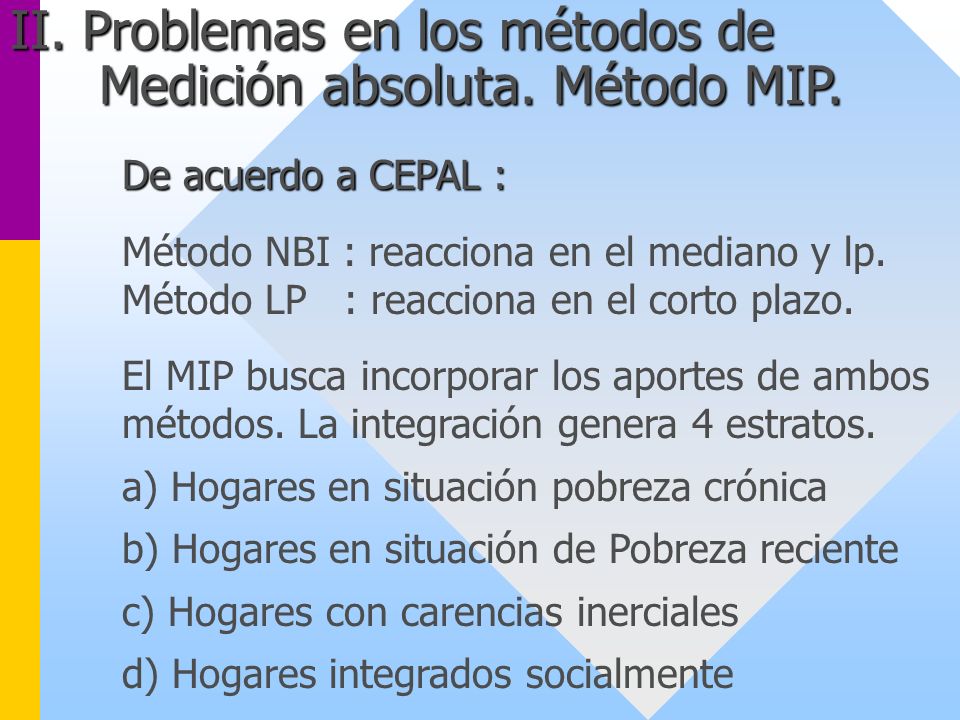 II. Problemas en los métodos de Medición absoluta. Método MIP.
