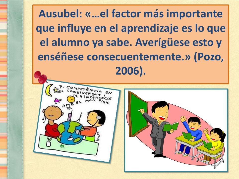 Ausubel: «…el factor más importante que influye en el aprendizaje es lo que el alumno ya sabe.