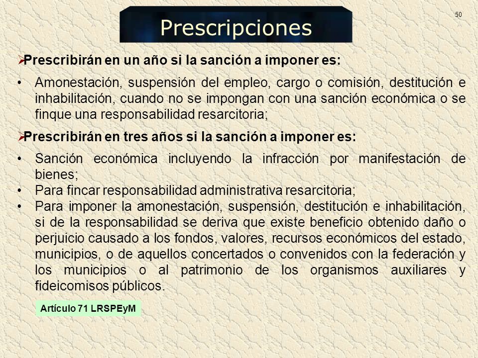 Prescripciones Prescribirán en un año si la sanción a imponer es: