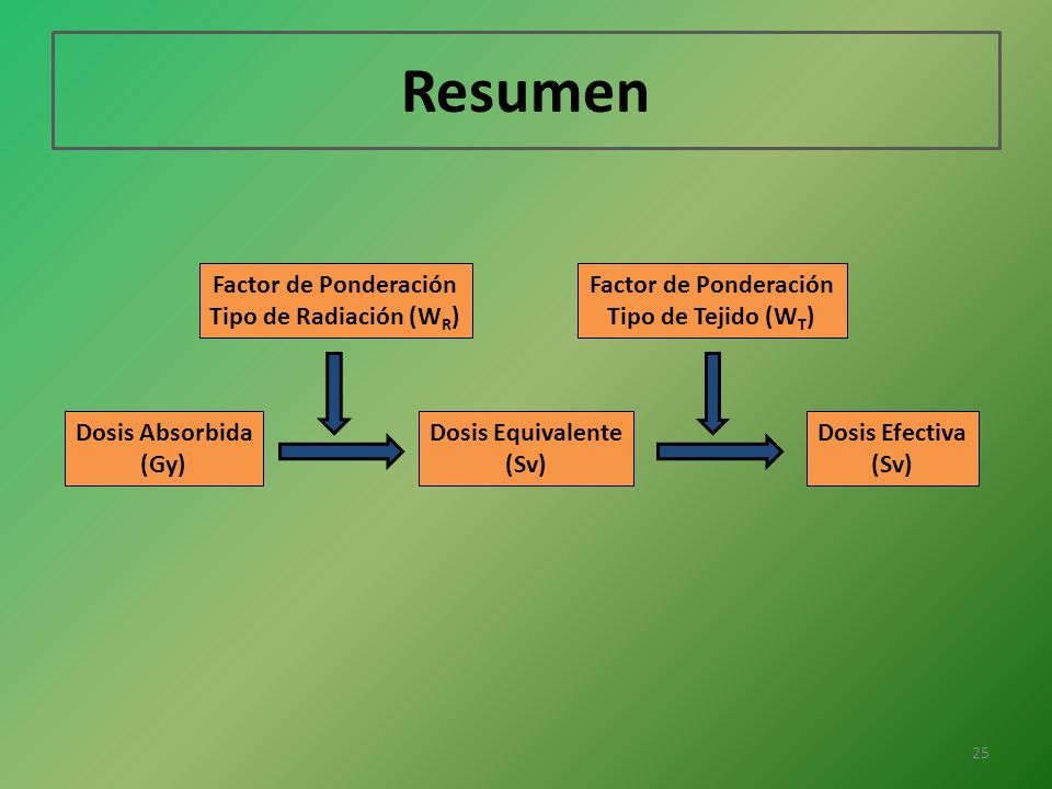 Resumen Factor de Ponderación Tipo de Radiación (WR)