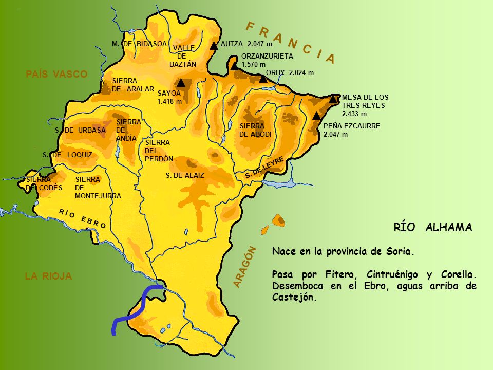 F R A N C I A PAÍS VASCO RÍO ALHAMA Nace en la provincia de Soria.