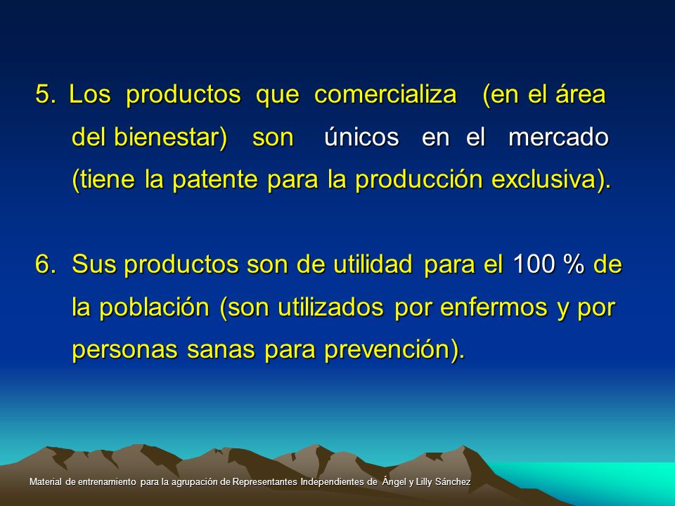 Los productos que comercializa (en el área