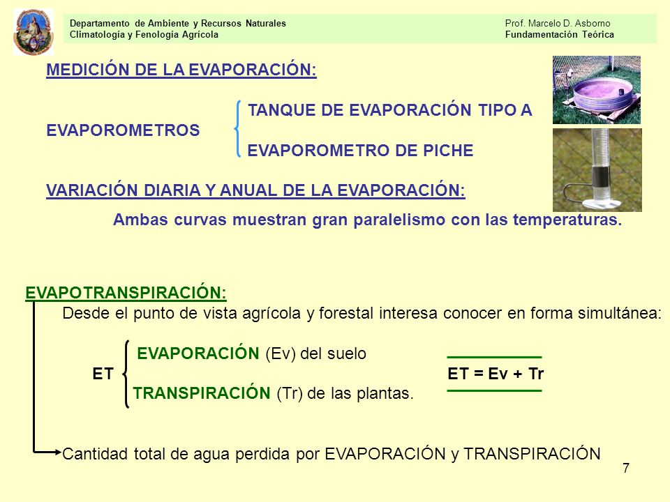 MEDICIÓN DE LA EVAPORACIÓN: TANQUE DE EVAPORACIÓN TIPO A EVAPOROMETROS