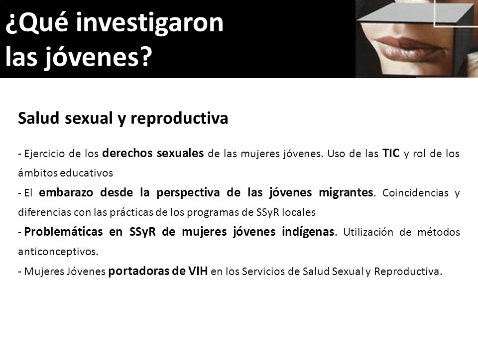 ¿Qué investigaron las jóvenes Salud sexual y reproductiva