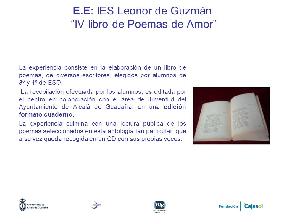 E.E: IES Leonor de Guzmán IV libro de Poemas de Amor