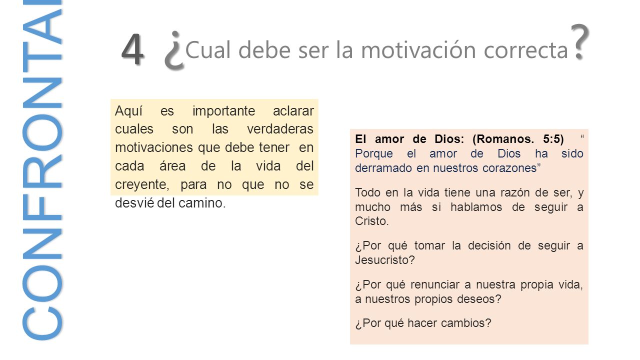 ¿Cual debe ser la motivación correcta CONFRONTAR