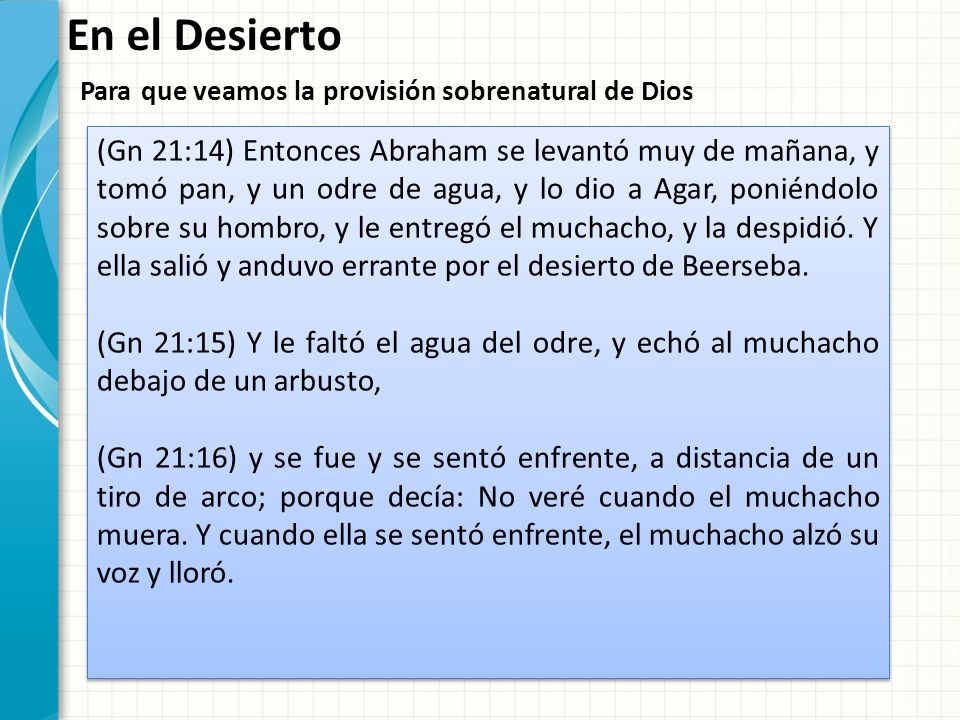 En el Desierto Para que veamos la provisión sobrenatural de Dios.