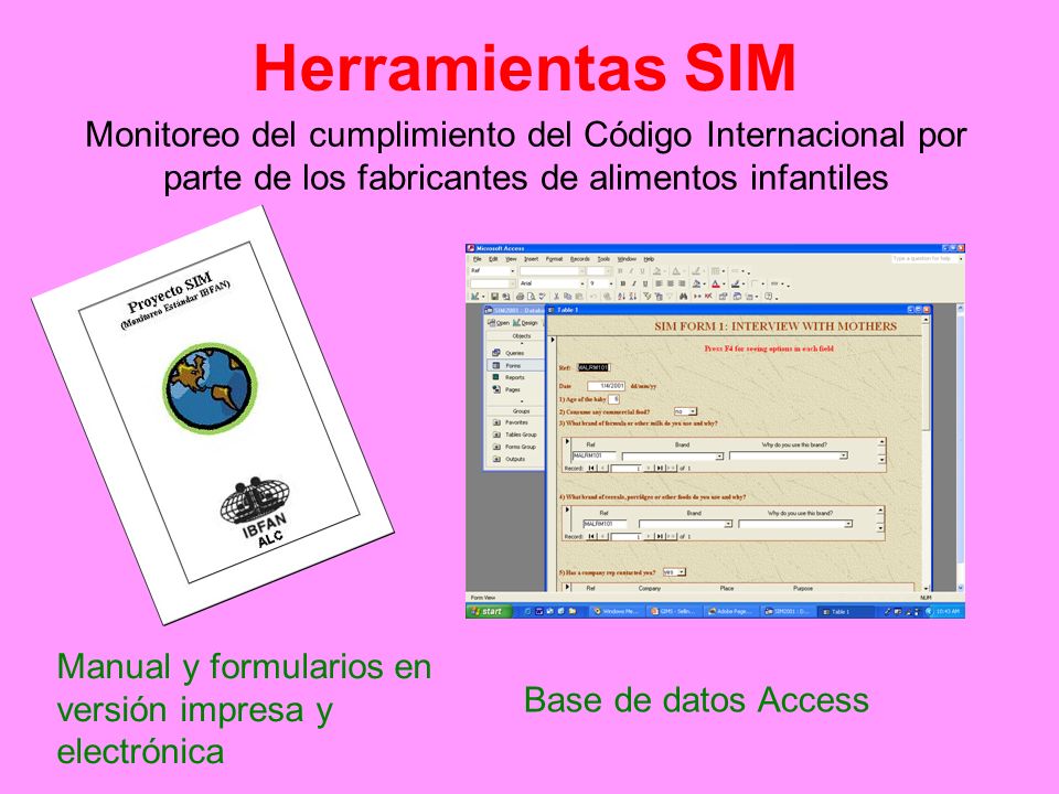 Herramientas SIM Monitoreo del cumplimiento del Código Internacional por parte de los fabricantes de alimentos infantiles.