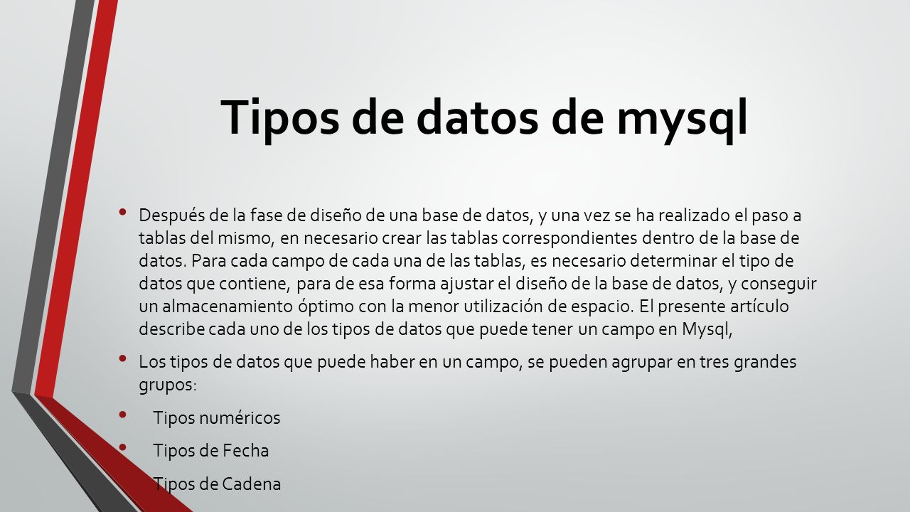 Tipos de datos de mysql