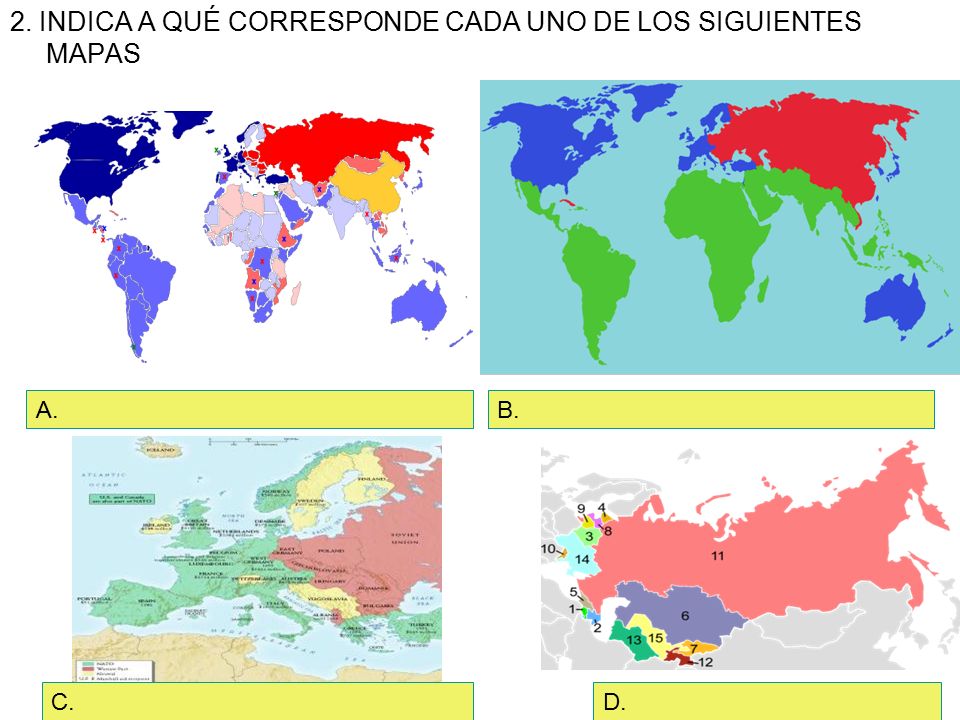 2. INDICA A QUÉ CORRESPONDE CADA UNO DE LOS SIGUIENTES MAPAS