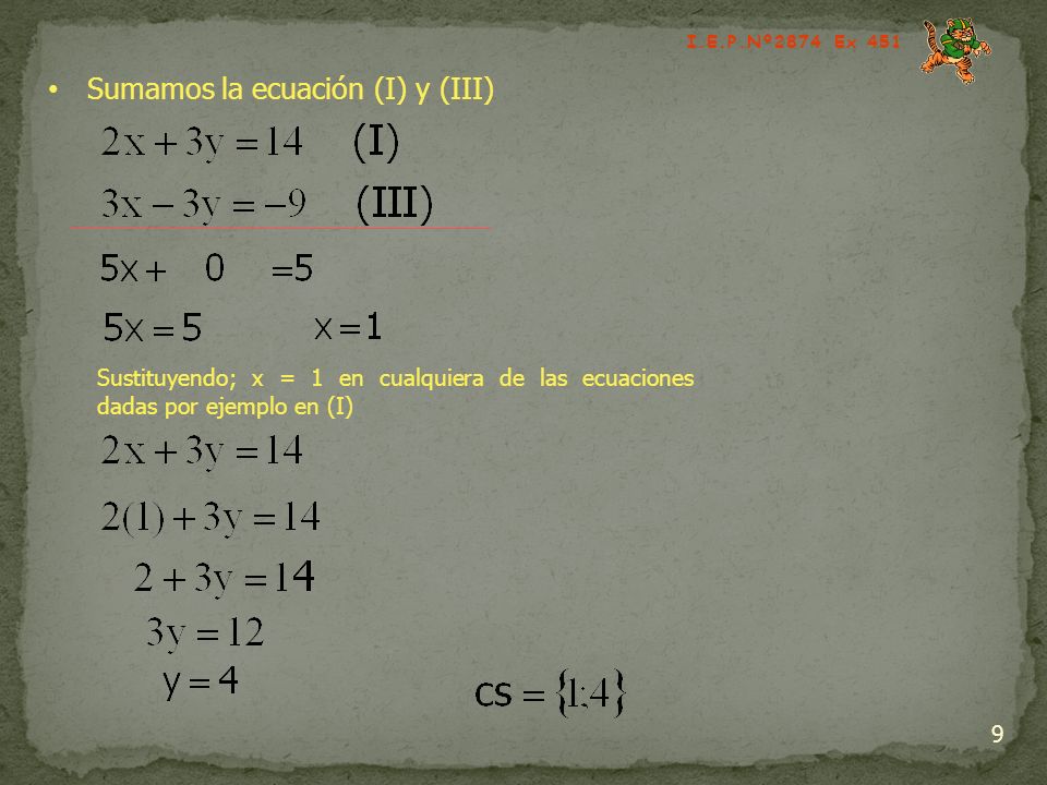 Sumamos la ecuación (I) y (III)