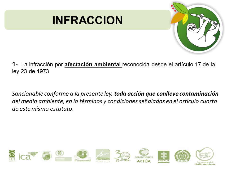 INFRACCION 1- La infracción por afectación ambiental reconocida desde el artículo 17 de la ley 23 de