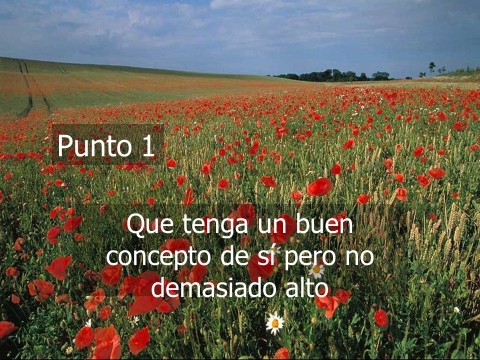 Que tenga un buen concepto de sí pero no demasiado alto