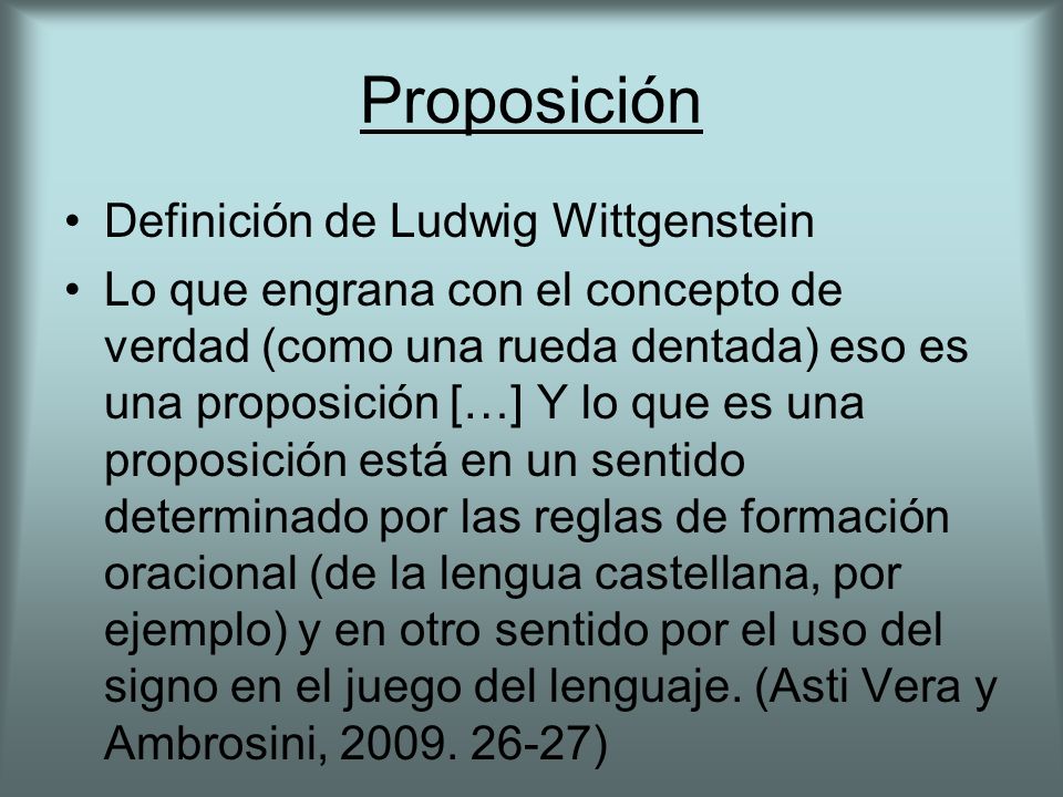 Proposición Definición de Ludwig Wittgenstein