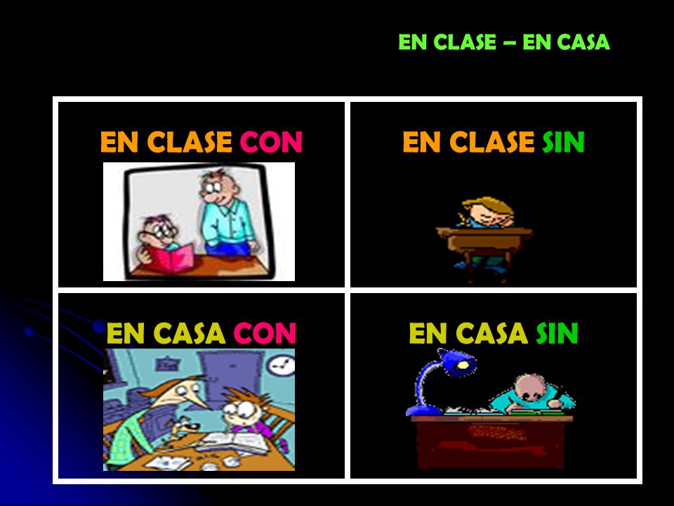 EN CLASE CON EN CASA CON EN CASA SIN EN CLASE SIN