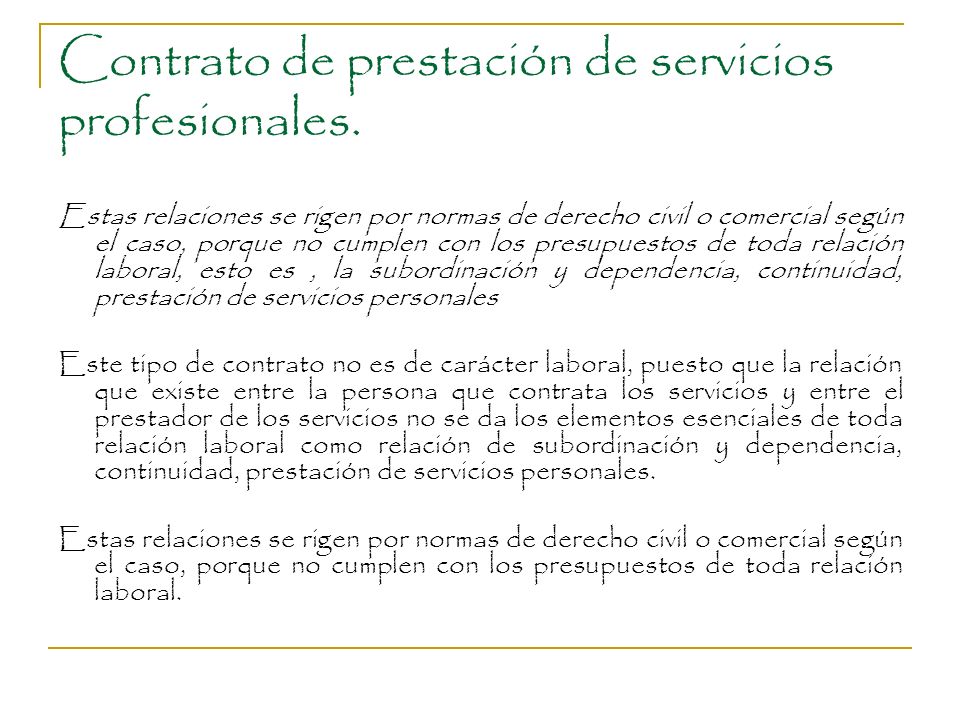 Contrato de prestación de servicios profesionales.