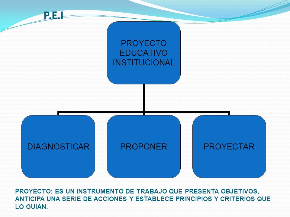 P.E.I PROYECTO: ES UN INSTRUMENTO DE TRABAJO QUE PRESENTA OBJETIVOS,