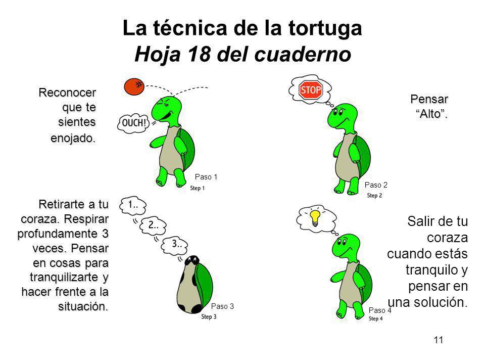 La técnica de la tortuga Hoja 18 del cuaderno