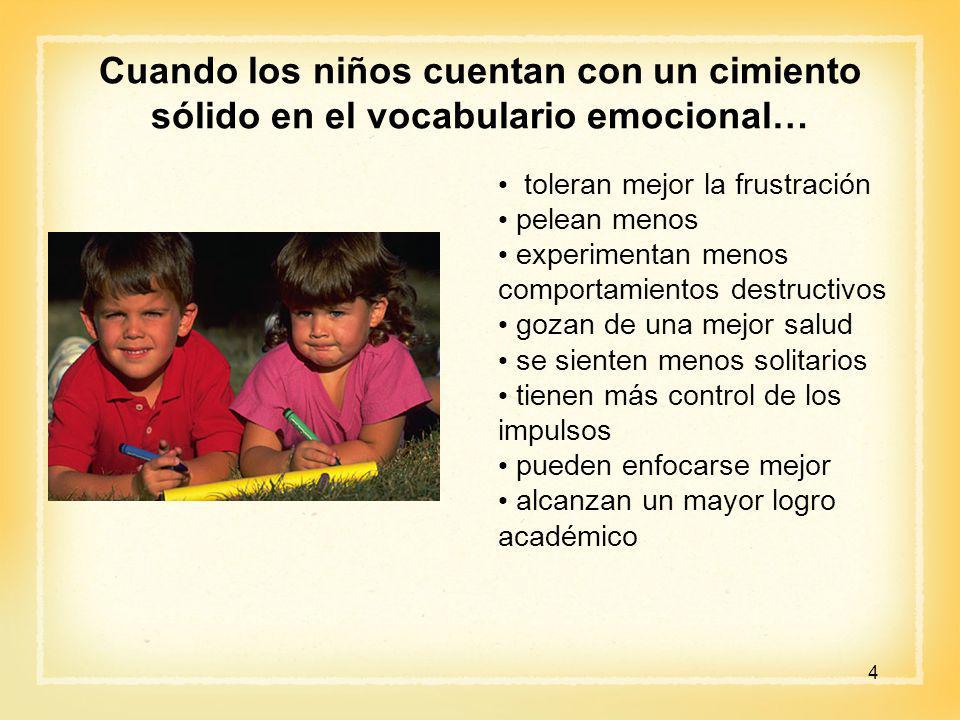 Cuando los niños cuentan con un cimiento sólido en el vocabulario emocional…