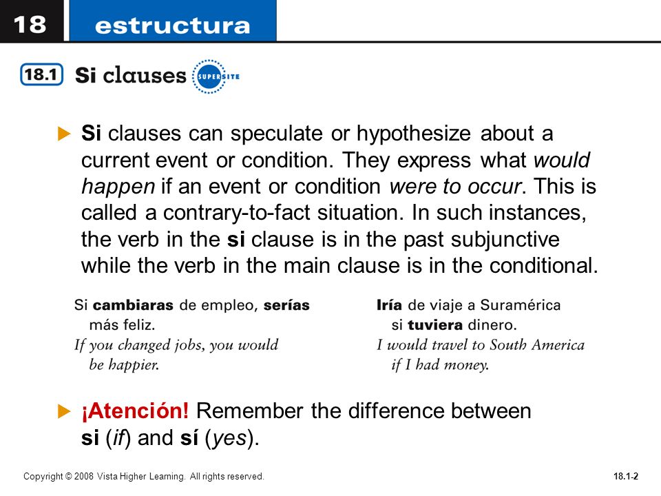 ¡Atención! Remember the difference between si (if) and sí (yes).
