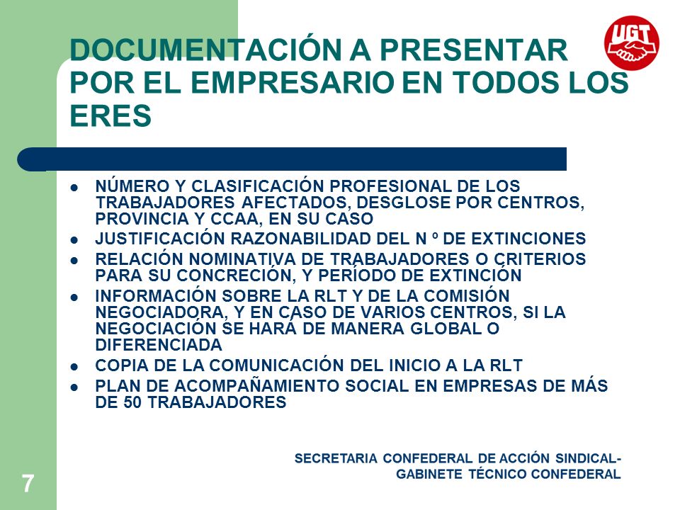DOCUMENTACIÓN A PRESENTAR POR EL EMPRESARIO EN TODOS LOS ERES