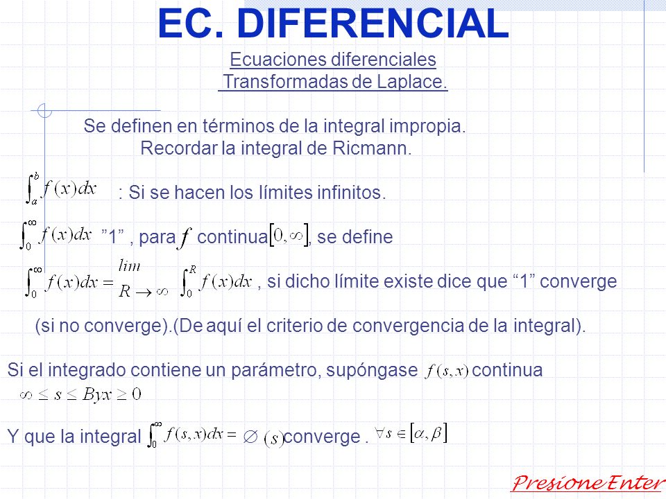 EC. DIFERENCIAL Ecuaciones diferenciales Transformadas de Laplace.