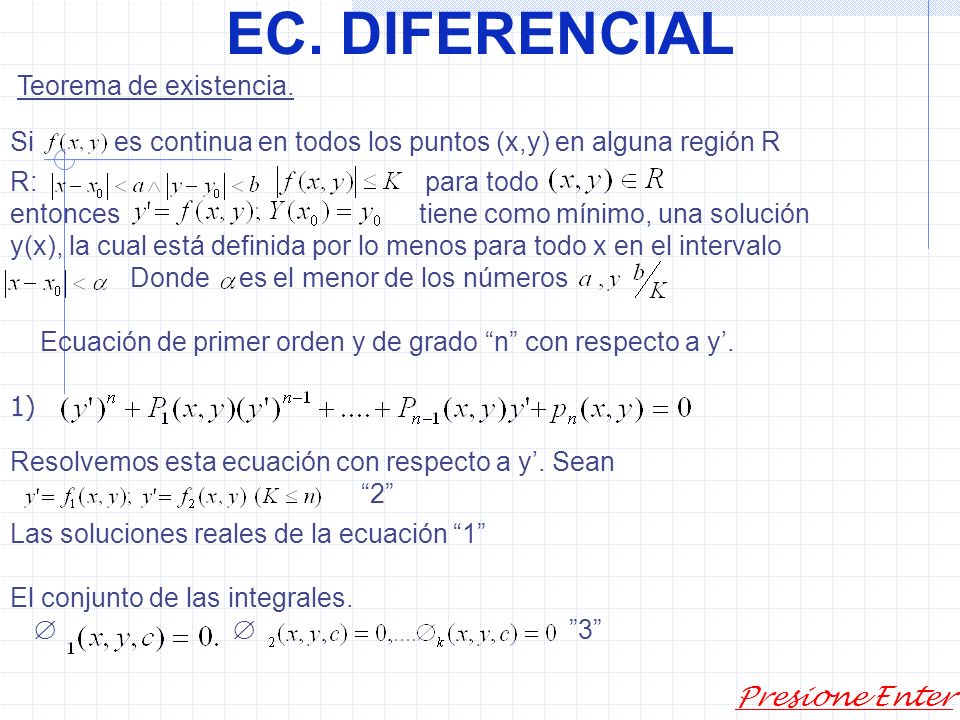 EC. DIFERENCIAL Teorema de existencia.