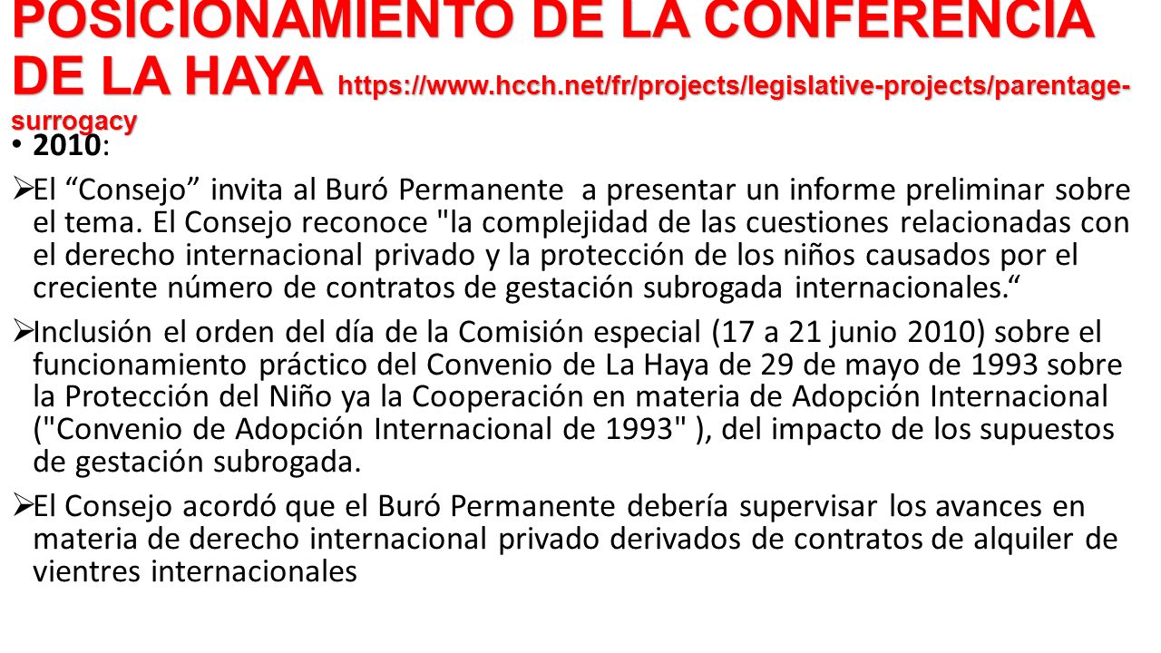 POSICIONAMIENTO DE LA CONFERENCIA DE LA HAYA   hcch