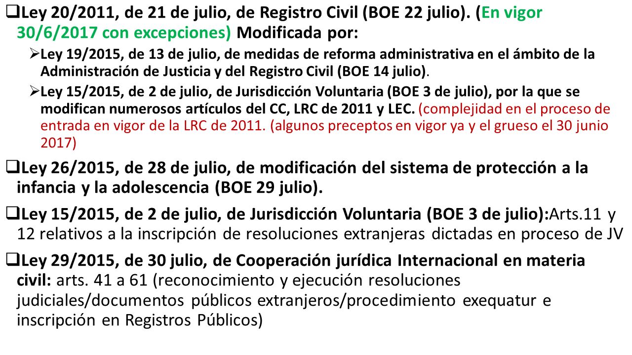 Ley 20/2011, de 21 de julio, de Registro Civil (BOE 22 julio)