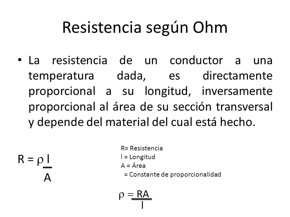 Resistencia según Ohm