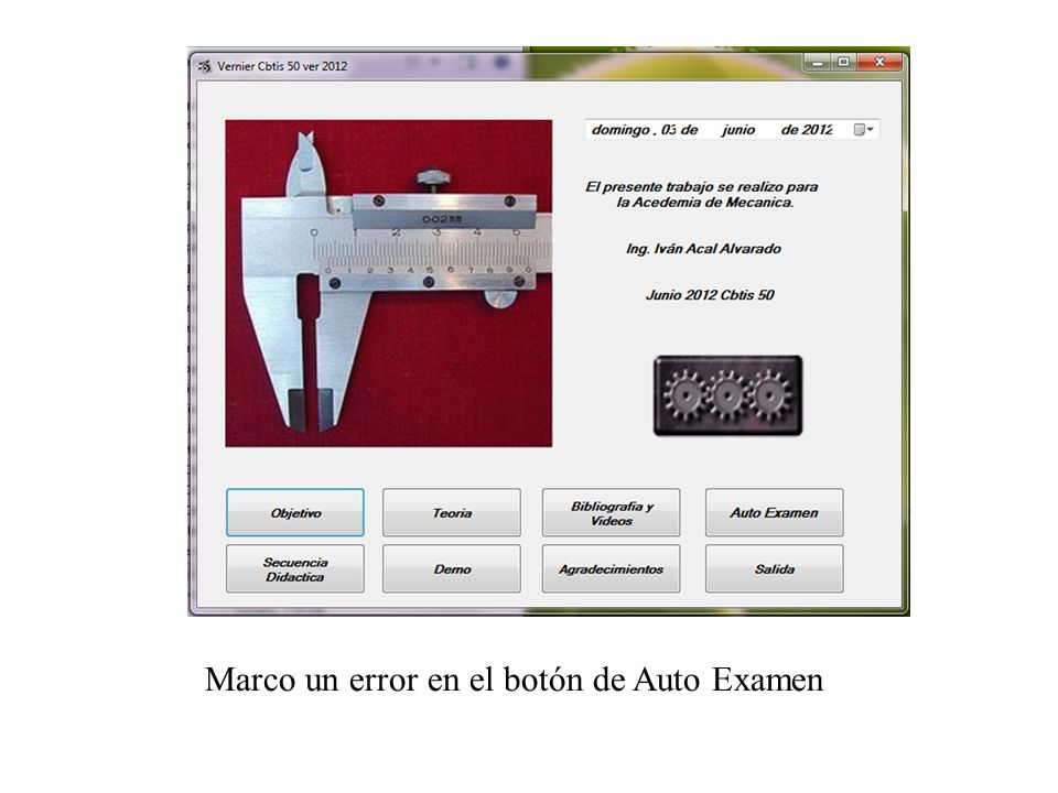 Marco un error en el botón de Auto Examen