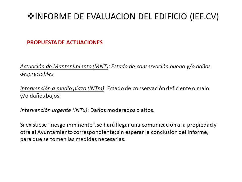 INFORME DE EVALUACION DEL EDIFICIO (IEE.CV)