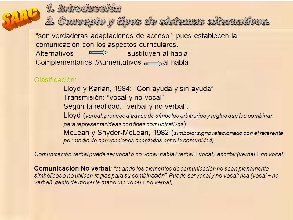 2. Concepto y tipos de sistemas alternativos. SAAC