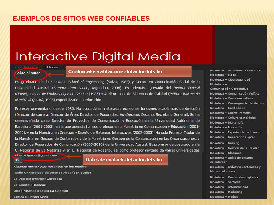 EJEMPLOS DE SITIOS WEB CONFIABLES